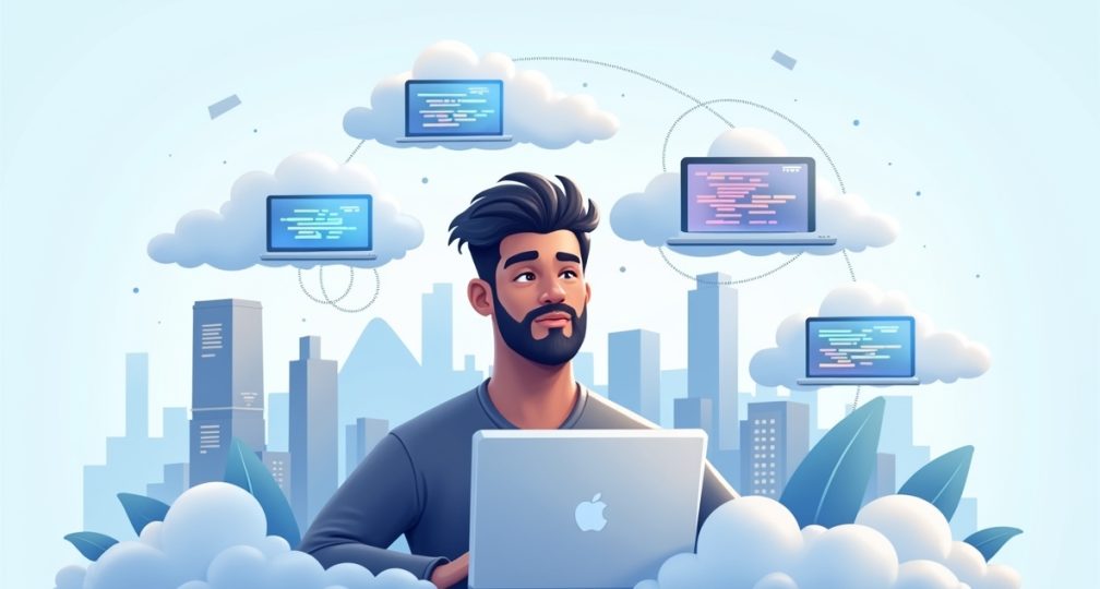 Flux_Dev_A_futuristic_illustration_of_a_developer_surrounded_b_3