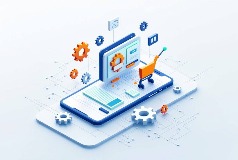 Flux_Dev_A_futuristic_minimalist_illustration_of_an_eCommerce__1