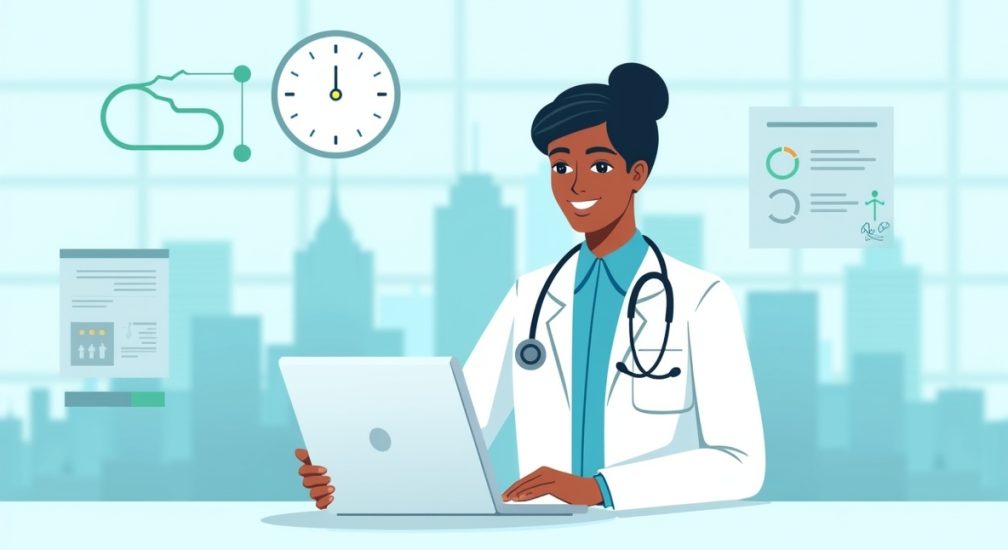 Flux_Dev_A_modern_and_sleek_illustration_of_a_healthcare_profe_1