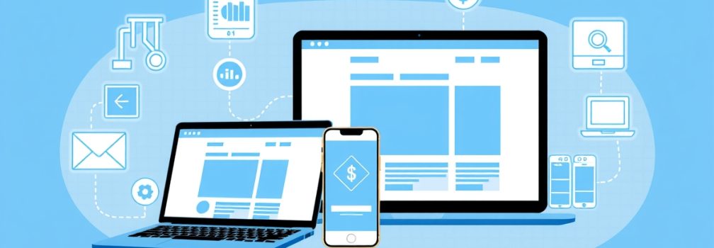 Flux_Schnell_A_stylized_illustration_of_a_responsive_website_d_1